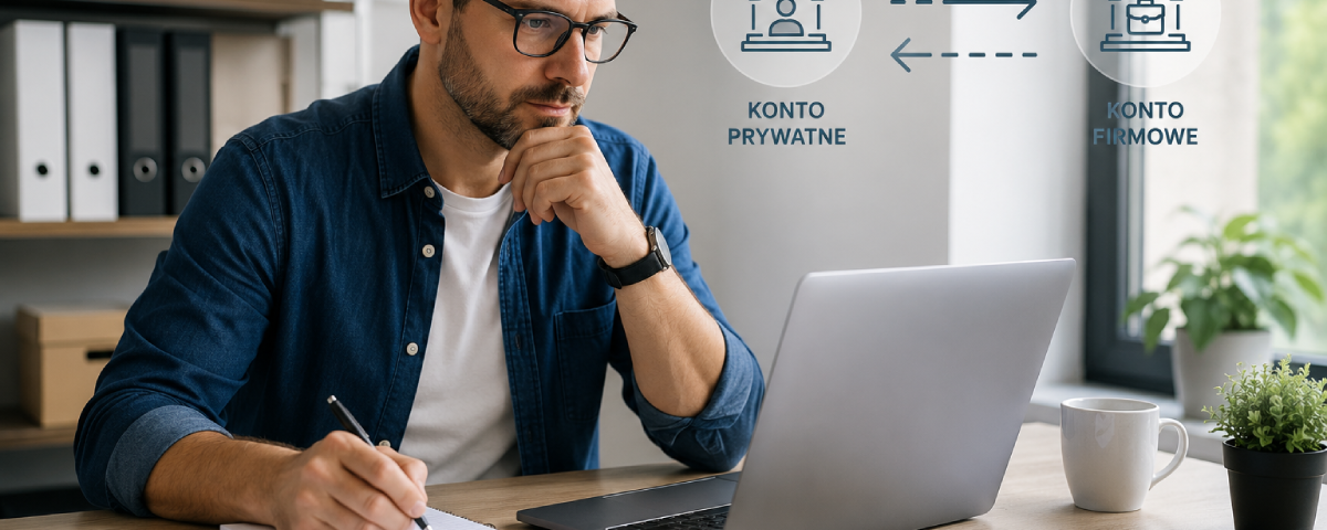 Pożyczka dla własnej firmy – przedsiębiorca analizujący finanse przy biurku
